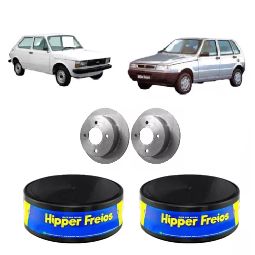 Par Disco de Freio Dianteiro Sólido Fiat 147 1977 a 1981 / Uno Hipper