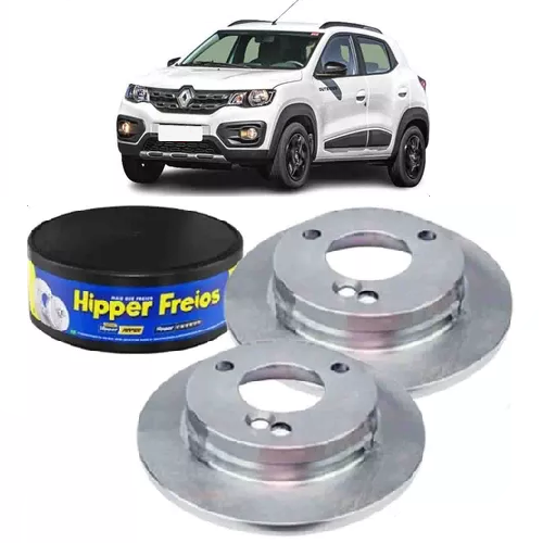 Par Disco de Freio Sólido Dianteiro Renault Kwid 1.0 12V 2017 em Diante Hipper