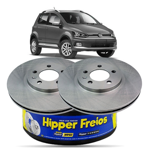 Par Disco de Freio Dianteiro Ventilado Fox 1.0/1.6 8V 2011 a 2019 Hipper
