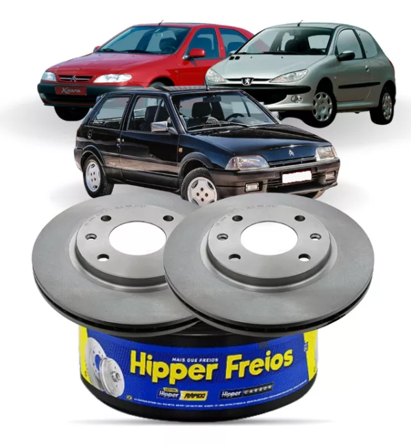 Par Disco de Freio Dianteiro Ventilado Peugeot 206 1.6 1998 em Diante Hipper
