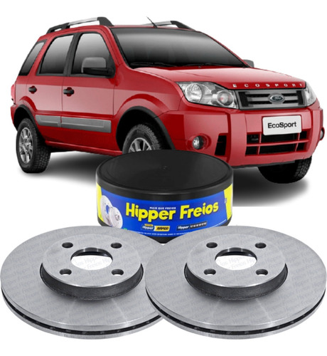 Par Disco de Freio Dianteiro Ventilado Ecosport 2.0 16V 2006 em Diante Hipper