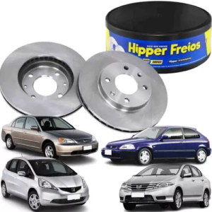 Par Disco de Freio Dianteiro Ventilado Honda Civic Hatch 1991 em Diante Hipper