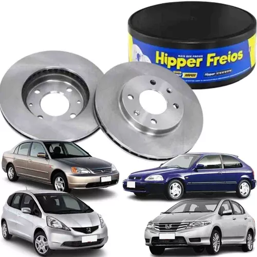 Par Disco de Freio Dianteiro Ventilado Honda Civic Hatch 1991 em Diante Hipper