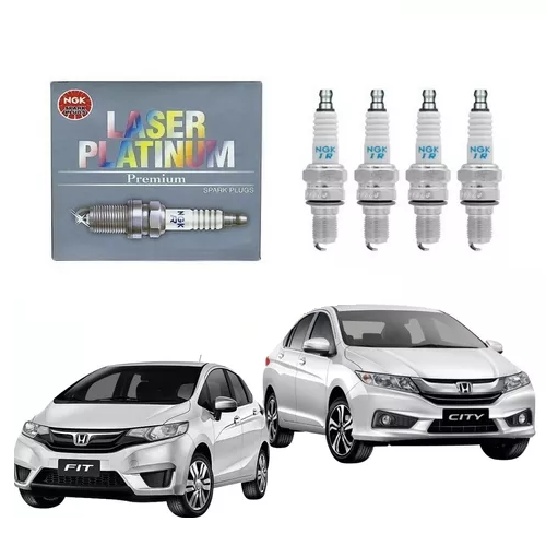 Jogo 4 Vela Original Platinum Honda City/New Fit 1.5 16V 2009 em Diante NGK