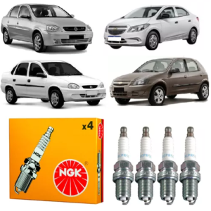 Jogo 4 Vela Original Corsa/Celta 1.0 2005 em Diante / Onix 2012 em Diante Flex NGK