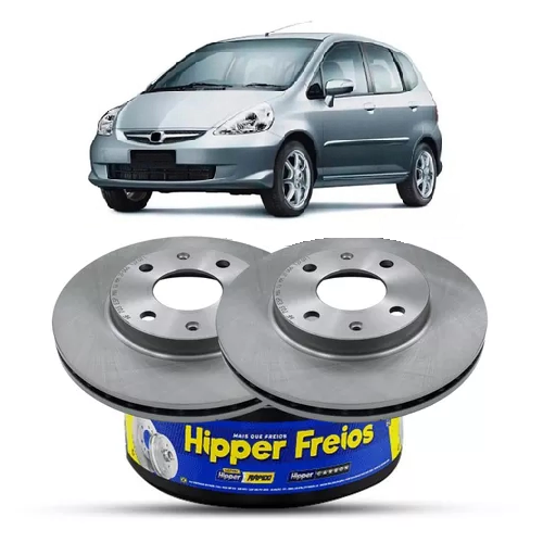 Par Disco de Freio Dianteiro Ventilado Honda Fit 1.4/1.5 2003 a 2008 Hipper